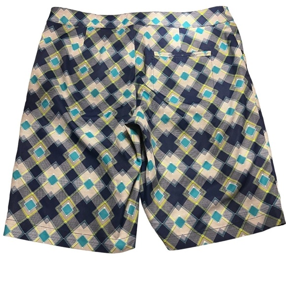 🌺PGA TOUR Geometric Patterned Bermuda Golf Shorts in Blue/Green Size 8🌺 - Picture 2 of 4